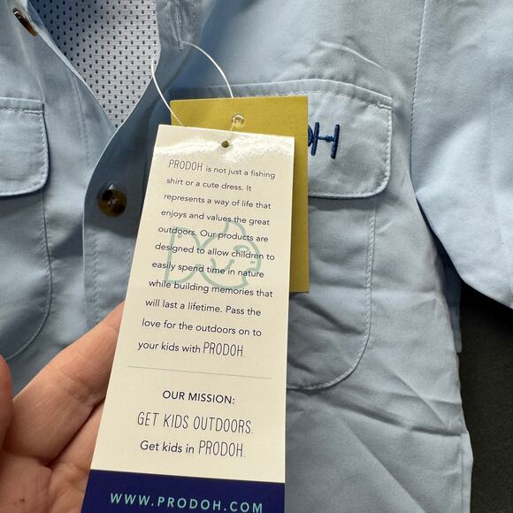 Prodoh Fishing Shirt Boys 6 Vented Long Roll Tab Sleeve Button Down UPF 50+ NEW - Picture 5 of 10
